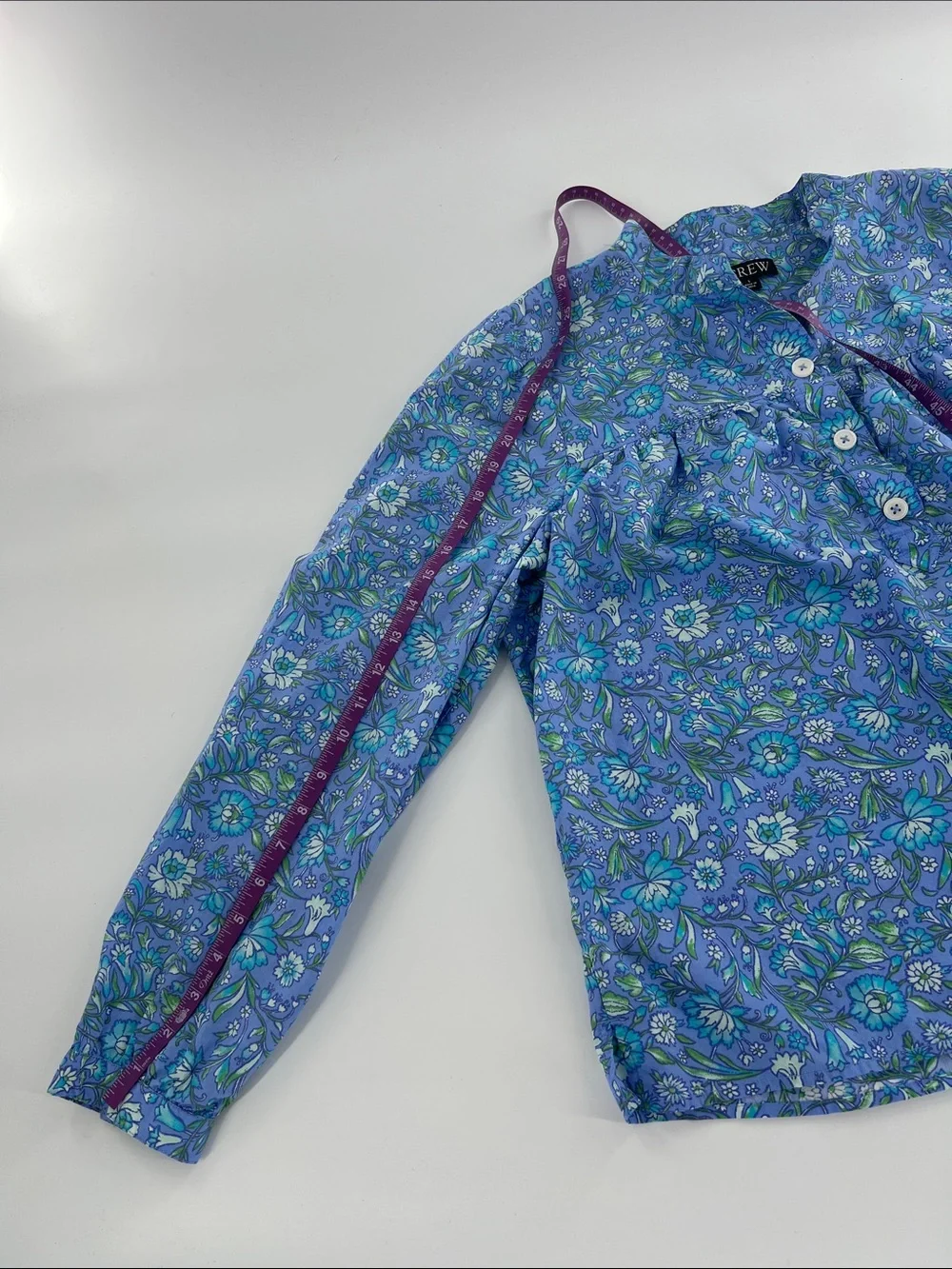 J.Crew Fresco Top blue floral cotton poplin popover feminine romantic office L